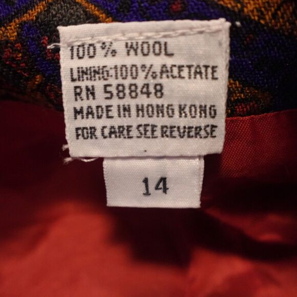 Richard Warren Women 14 Jacket Top Wool Neck Tie Shoulder Pad Paisley Red VTG - Picture 6 of 9